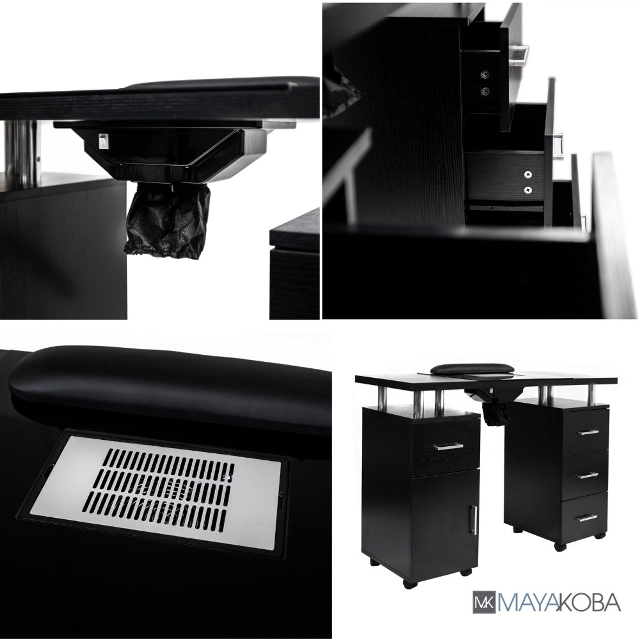 Sleek Glasglow II Manicure Table - Enhance your salon with this modern and elegant workstation