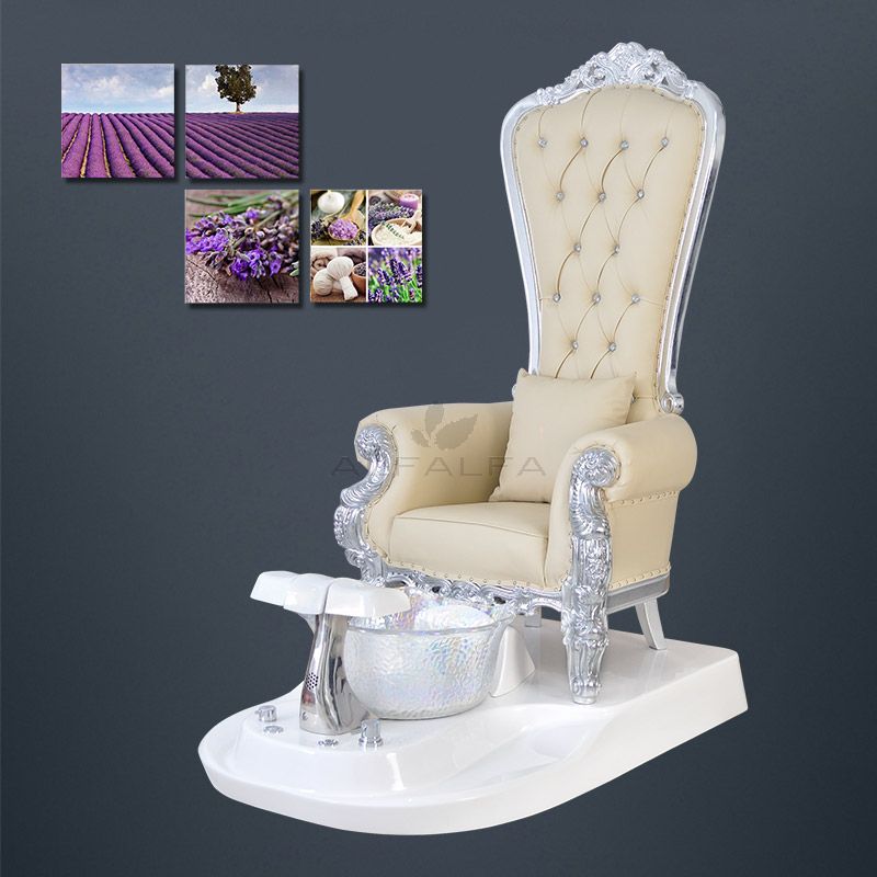 Luxurious Royal White Pearl Pedispa Chair with Comfortable Seating