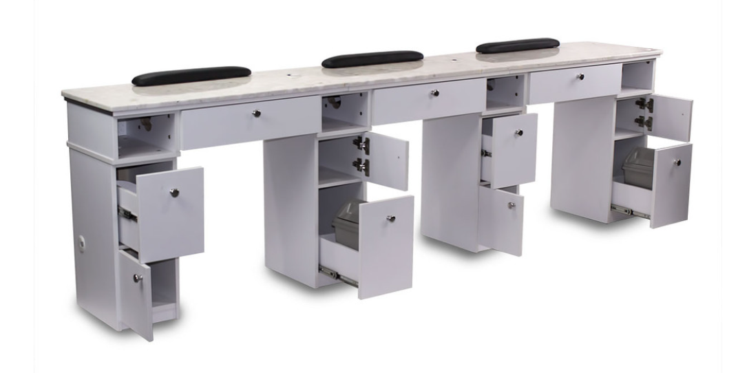 Sonoma Triple Manicure Table - professional and functional manicure station for busy salons