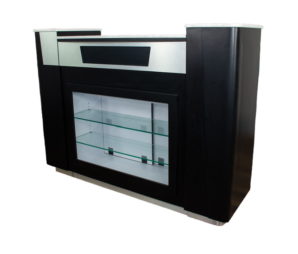 Sleek SONOMA II Reception Table with Display - Make a great first impression with this stylish reception desk