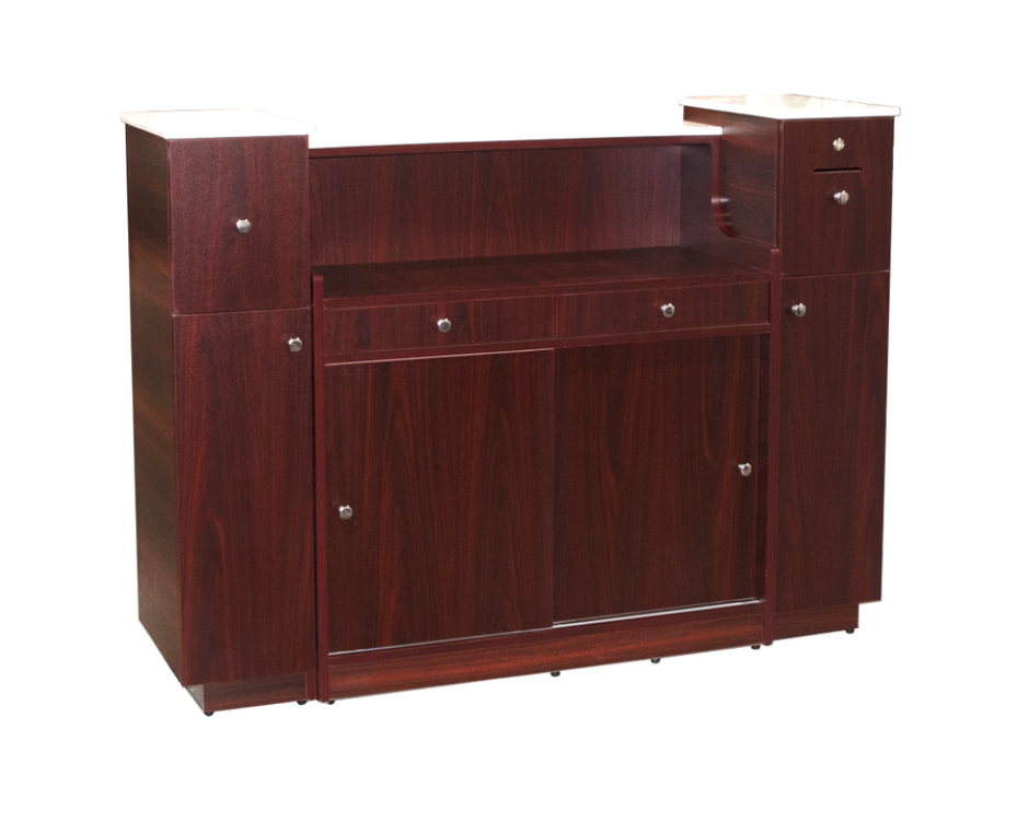 Avon I Reception Desk w/ Glass Display - functional and versatile reception area centerpiece