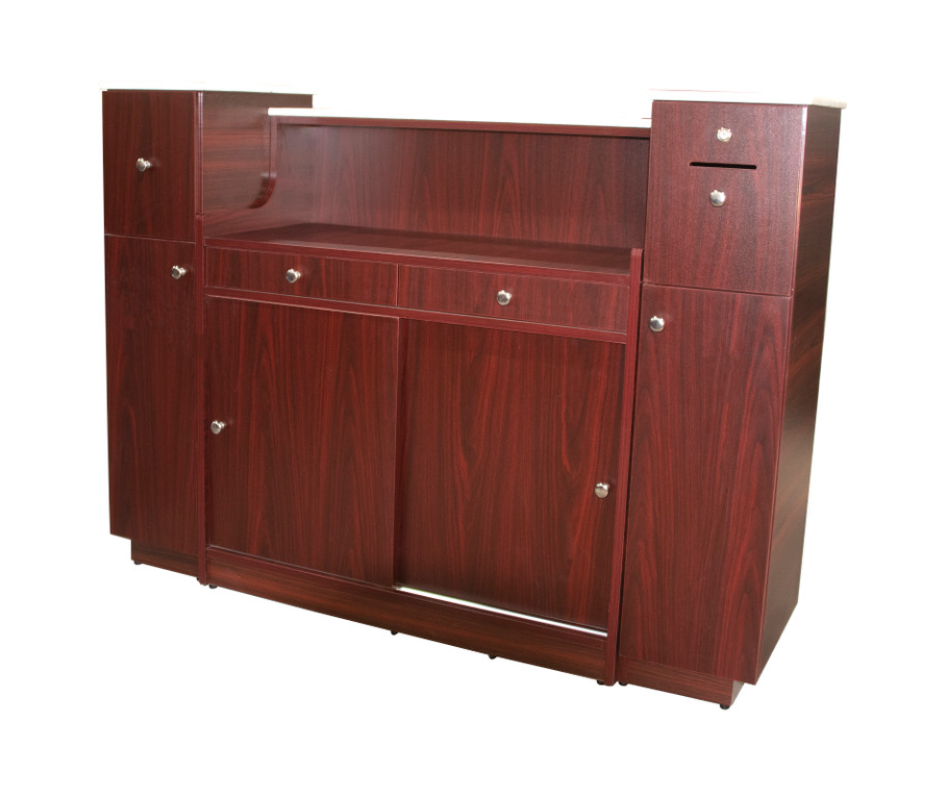 Avon I Reception Desk w/ Glass Display - sleek and sophisticated office reception furniture