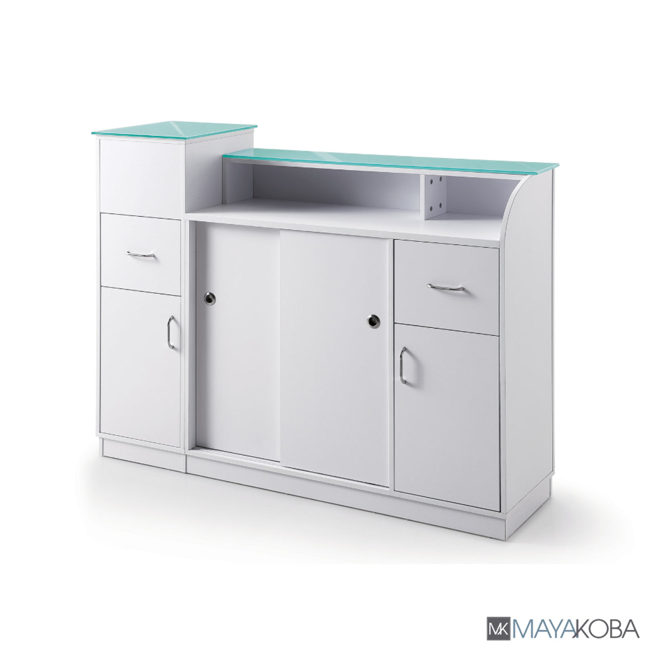 Glasglow Reception Table with Display - Enhance your brand image with this sleek reception table