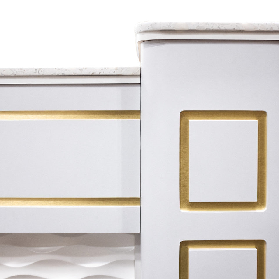 White and gold NAPA Reception Table with LED - Create a welcoming atmosphere with this eye-catching desk