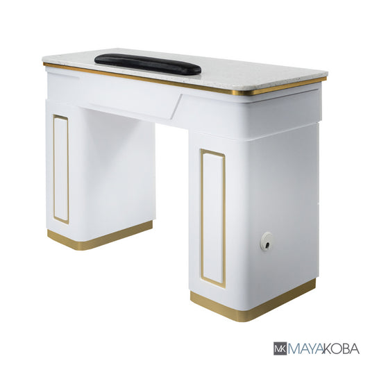 NAPA Manicure Table White/Gold - Stylish and sophisticated workstation for professional nail services