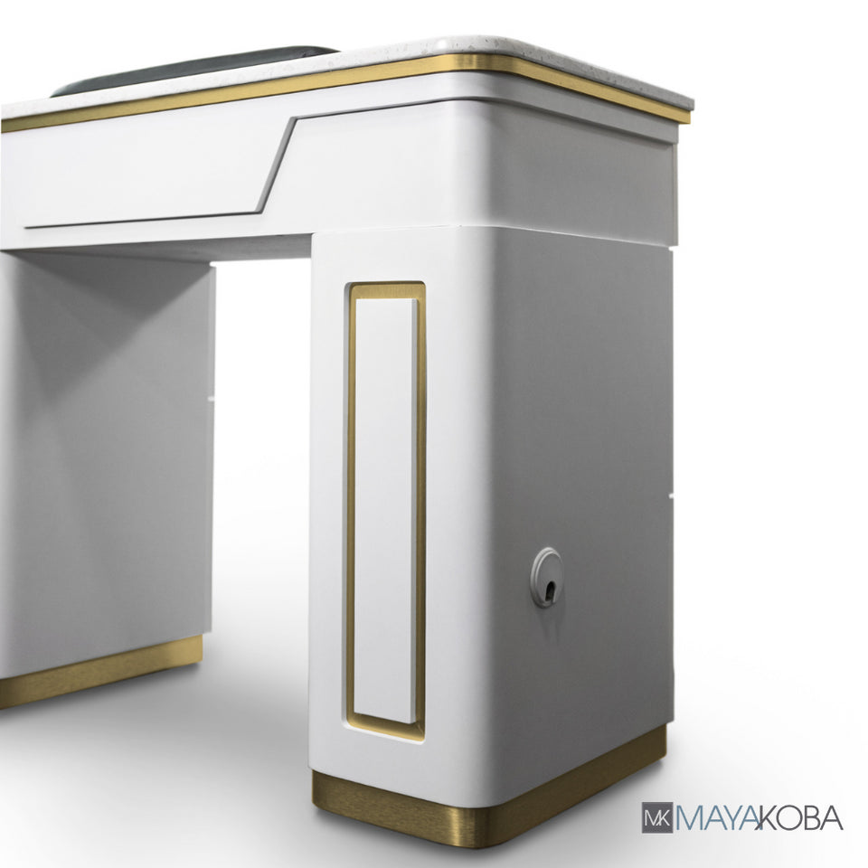 White and Gold NAPA Manicure Table - Create a glamorous and high-end salon experience