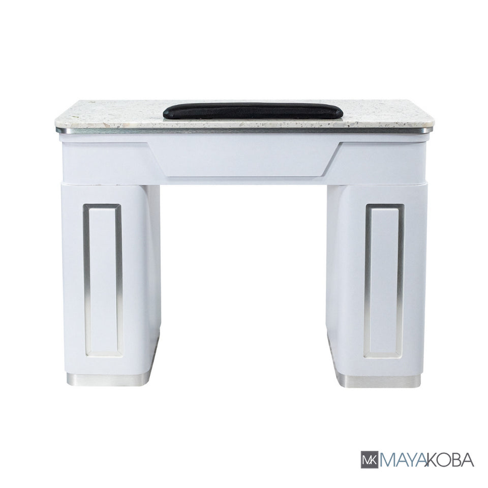 White/Silver NAPA Manicure Table - Create a sleek and modern salon setup with this stylish workstation