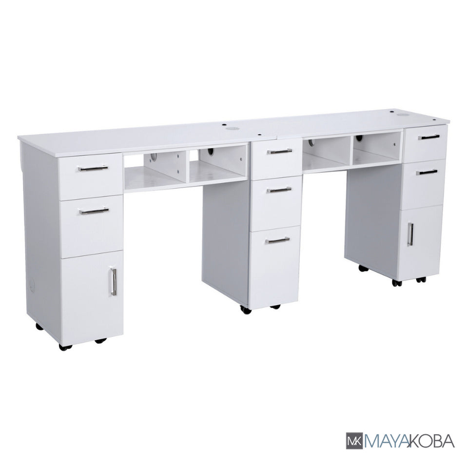 Seneca Double Manicure Table - Perfect for busy nail salons with multiple technicians