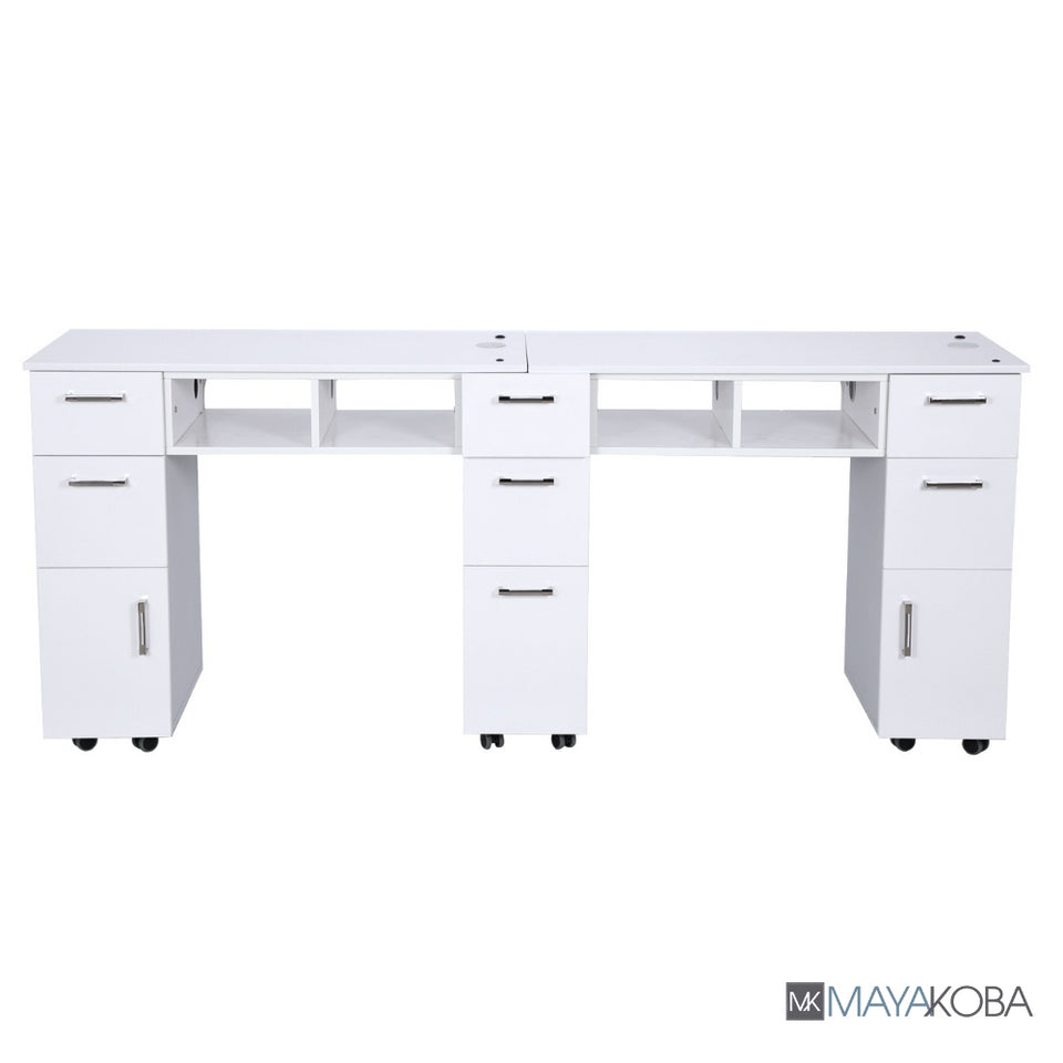 Seneca Double Manicure Table - Enhance productivity and organization with this dual workstation