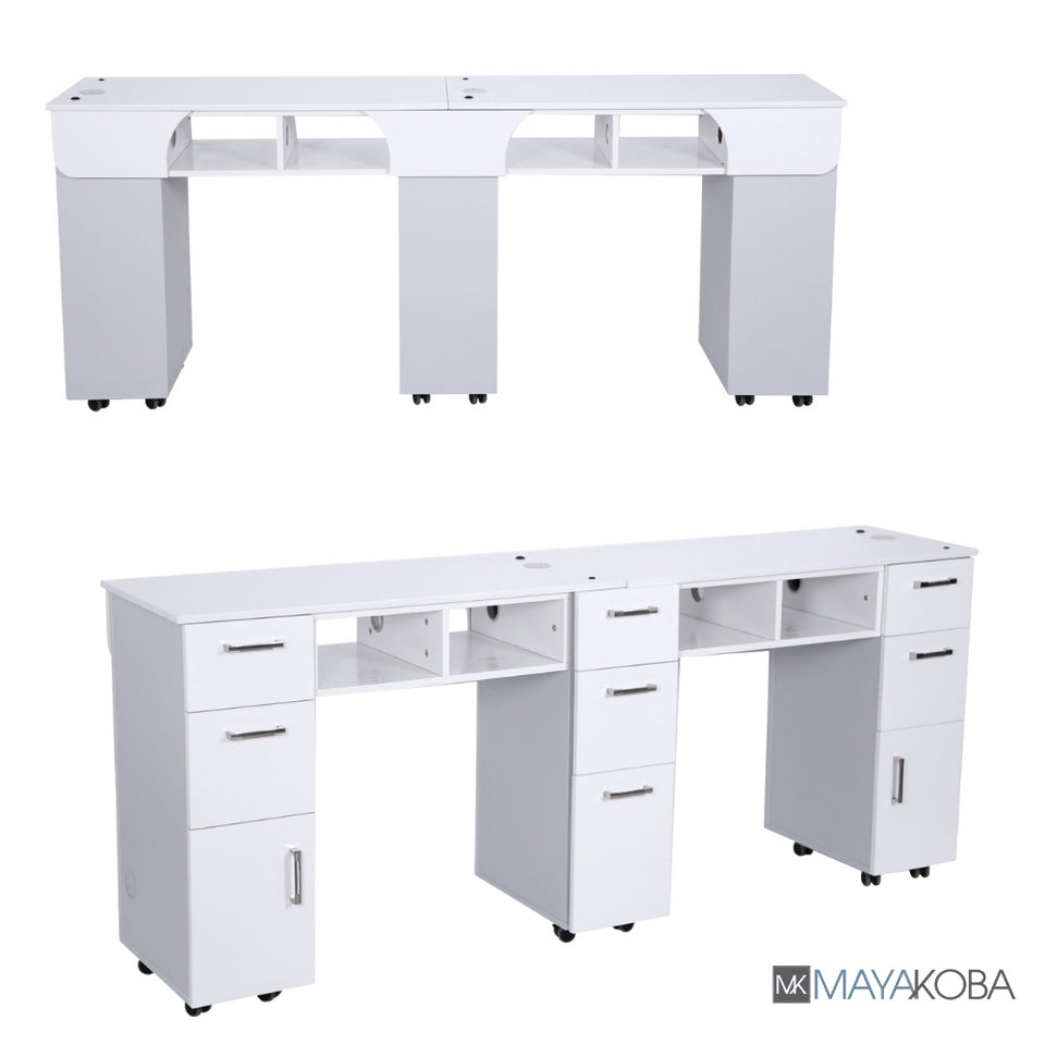 Seneca Double Manicure Table - Stylish and spacious manicure station