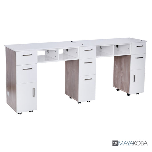 Seneca Double Manicure Table - Dual workstation for efficient nail services