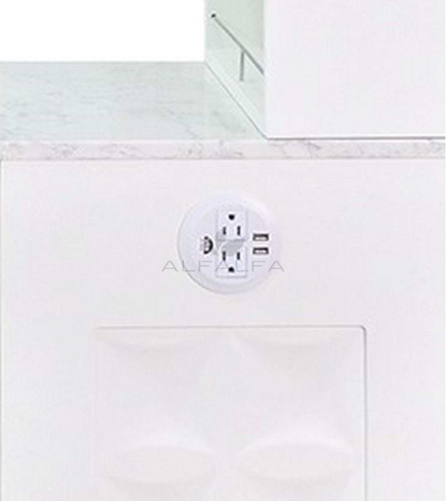 Convenient Regis Nail Table Marble Top-Single: USB and power plug round socket included