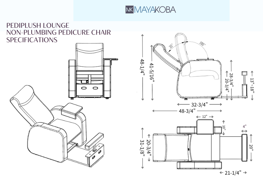 PediPlush Lounge Non-Plumbing Pedicure Chair