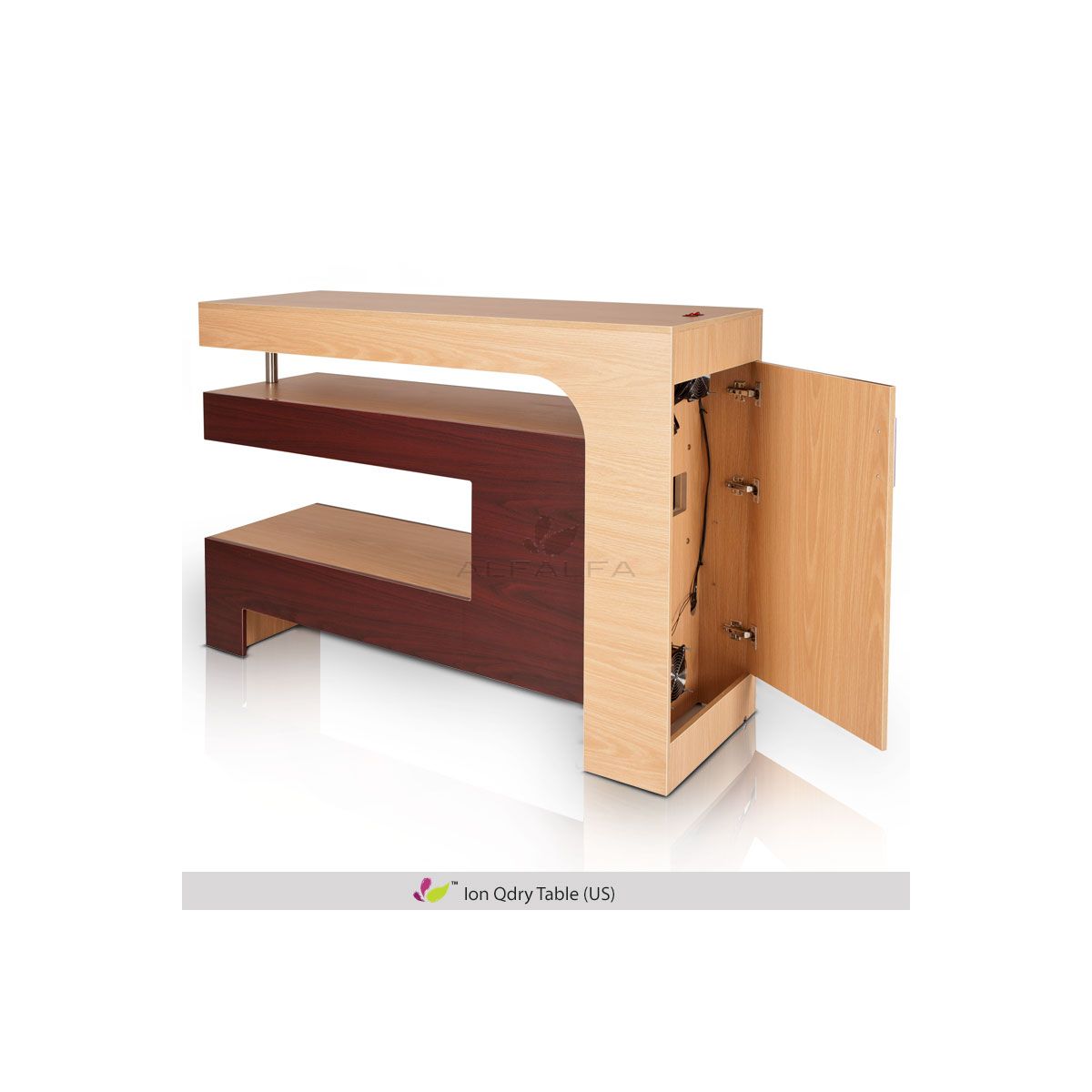 Ion QDry Table - Dual Tone Natural Oak & Mahogany - Durable and Long-lasting