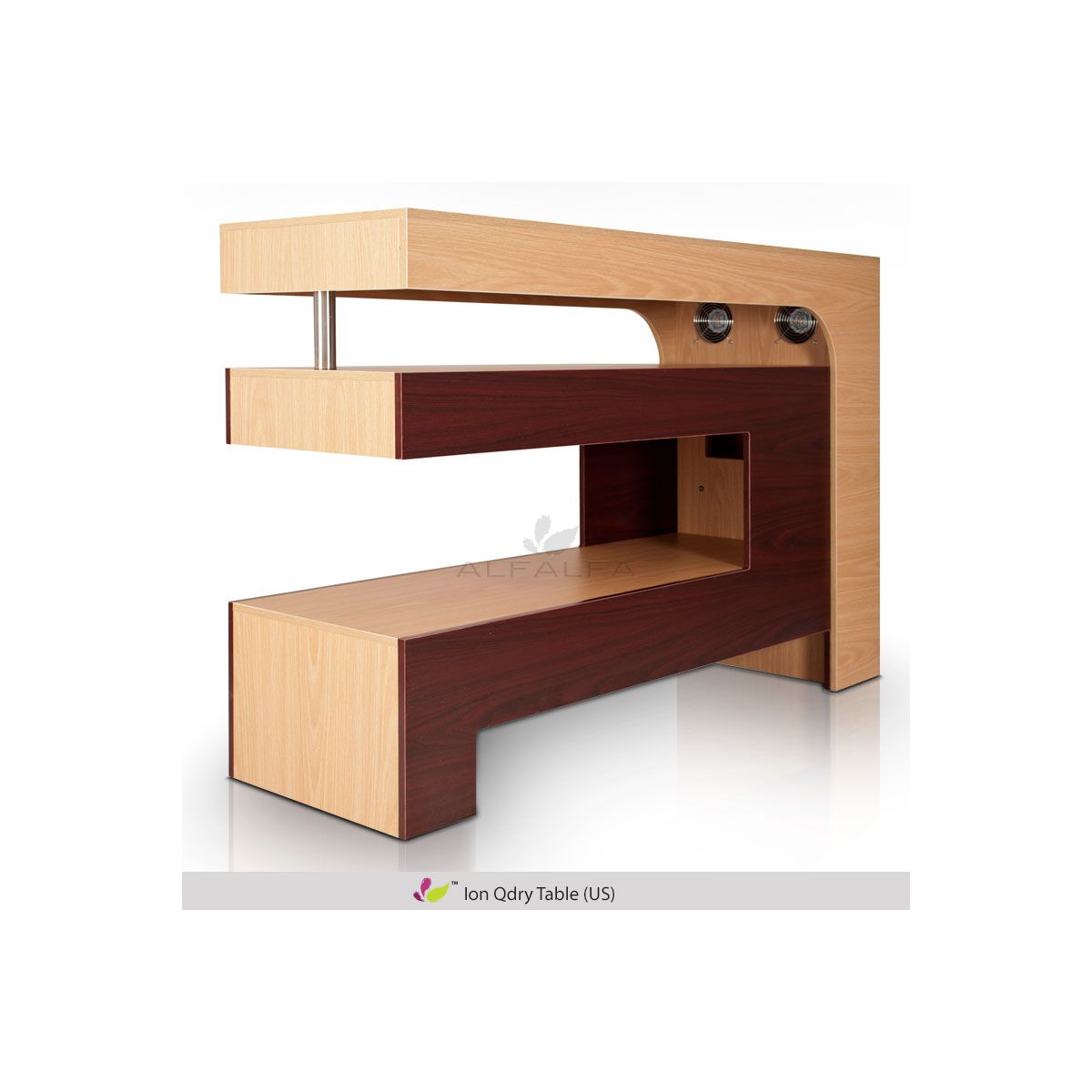 Ion QDry Table - Dual Tone Natural Oak & Mahogany - Stylish and Functional