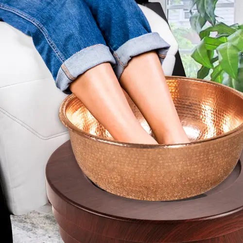 Copper Pedicure Bowl with Footrest - Added Comfort for Relaxing Pedicures