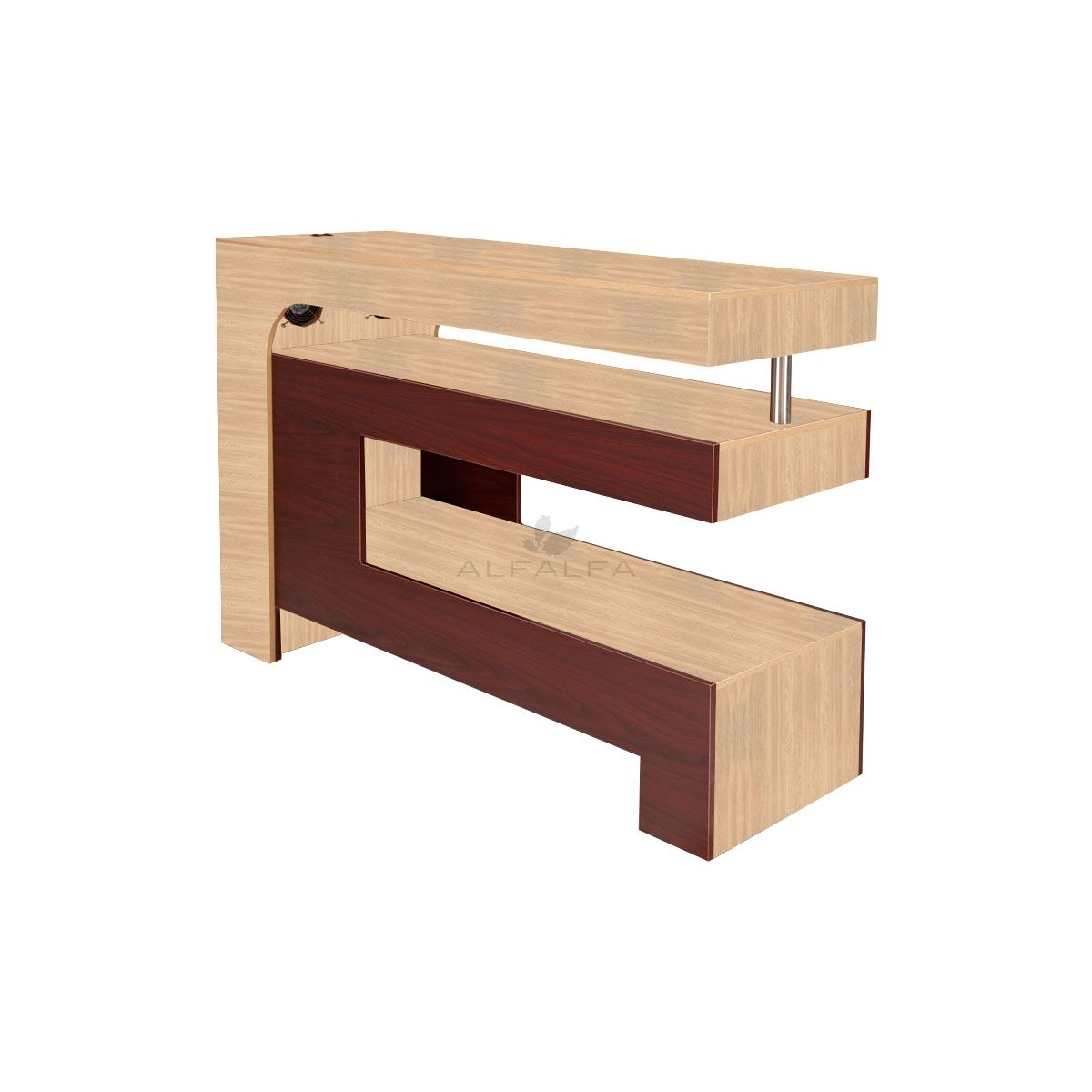 Ion QDry Table - Dual Tone Natural Oak & Mahogany - Versatile and Space-saving