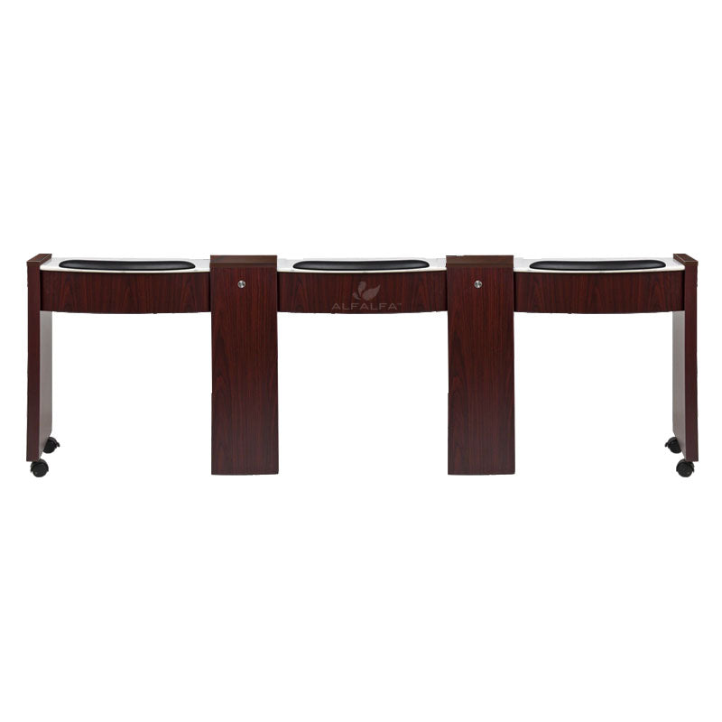 Classic Space Saver Triple Nail Table - Front View