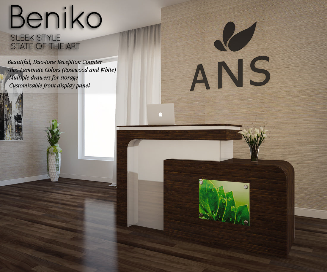 Beniko Reception - White Fino & Guayanna Rose - Create a Welcoming Atmosphere in Your Office Space